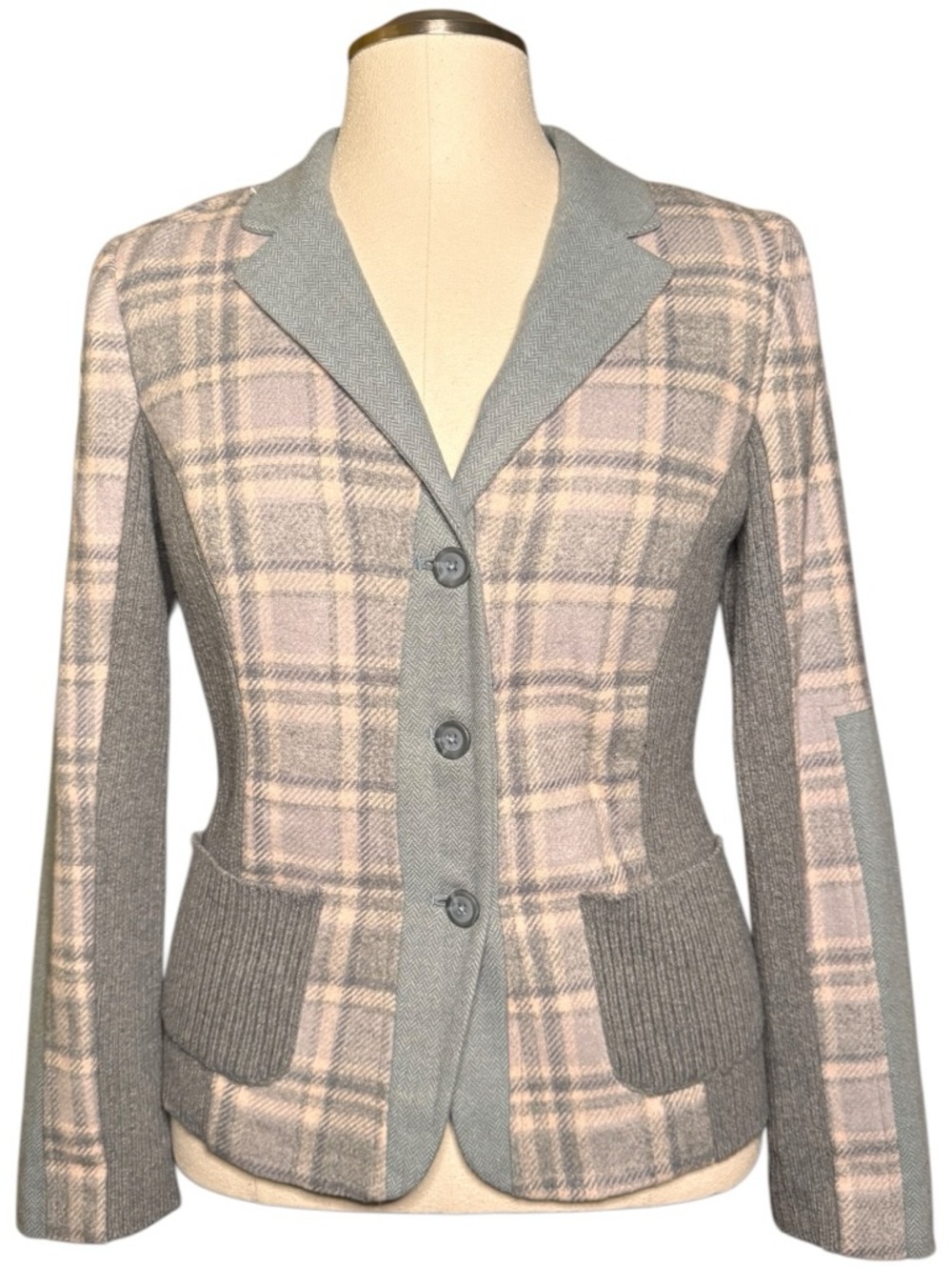 Sundance Mixed Media Plaid Merino Wool Blend Fall Blazer